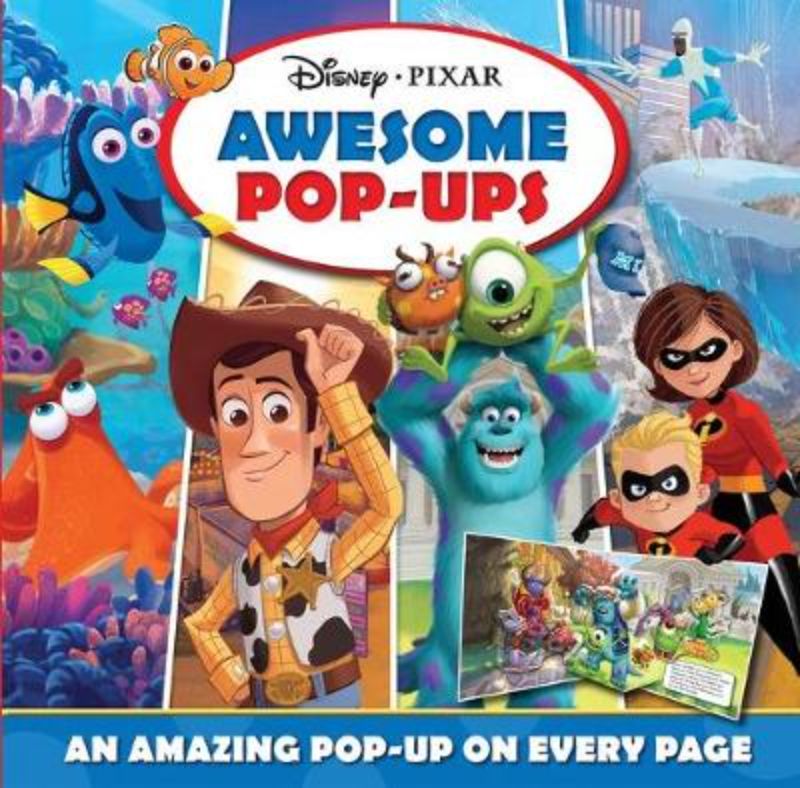 Colorful pop-up book featuring beloved Disney Pixar characters, inviting interactive storytelling and adventure on every page.