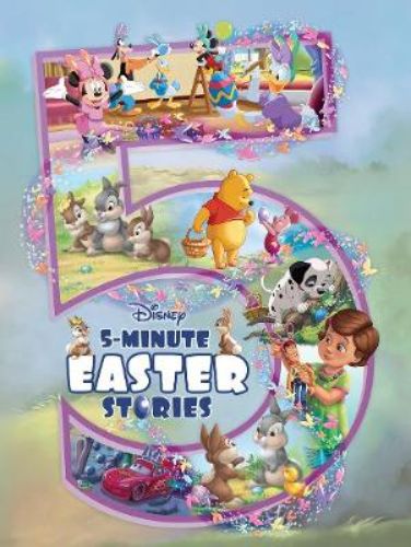 Hardback book '5-Minute Easter Stories' featuring Disney characters, perfect for quick, engaging bedtime reading.