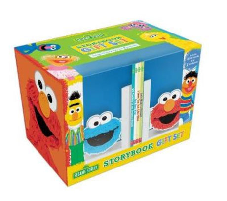 Sesame Street Storybook Gift Set featuring four books and playful bookends for young readers and imaginative adventures.