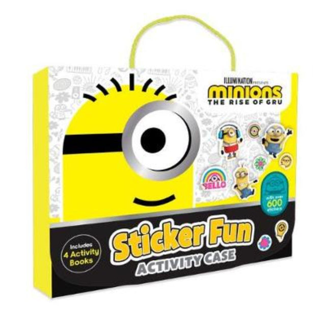 Minions Sticker Fun Activity Case with 4 sticker books and extra sheets for portable creative play.