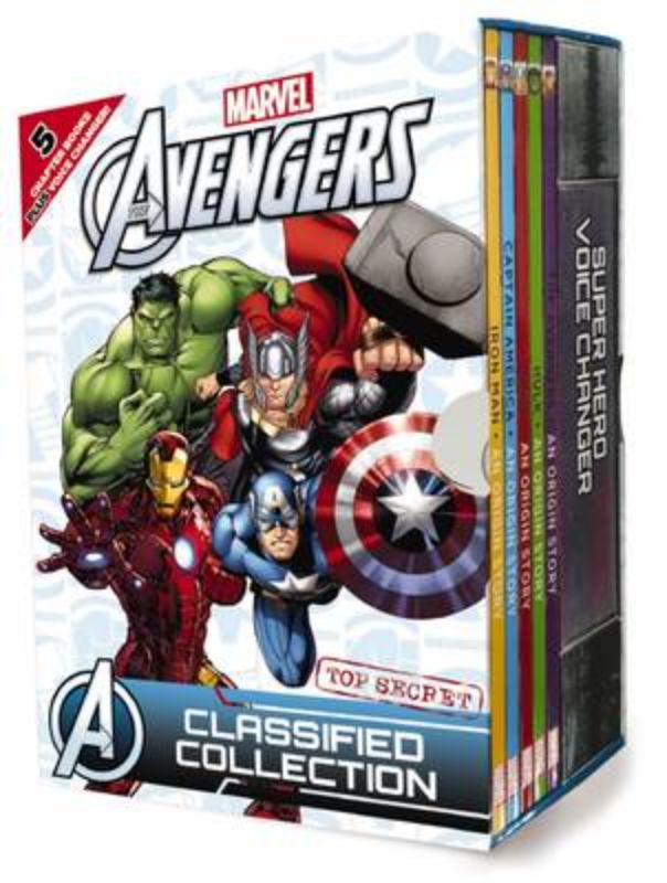 Marvel's Avengers Classified Collection boxed set featuring backstories of Iron Man, Hulk, Thor, and Captain America.