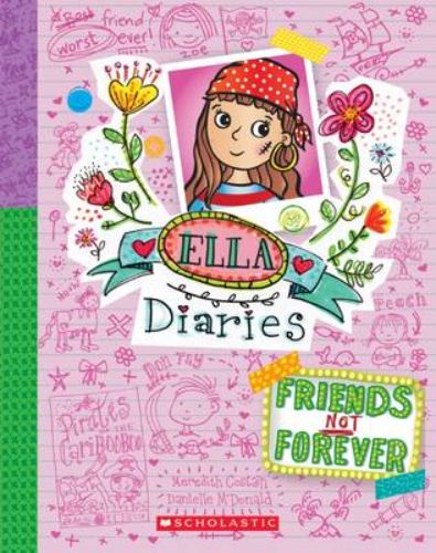 Cover of 'Friends Not Forever', a vibrant paperback about friendship challenges in a school play, featuring colorful illustrations.