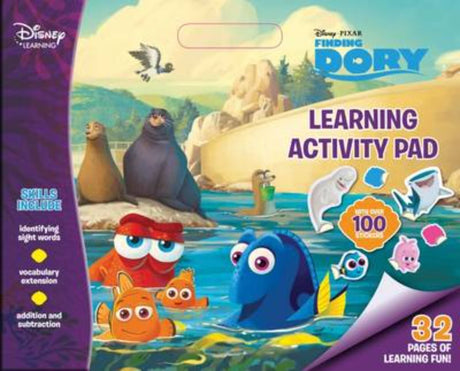 Vibrant Disney Learning Finding Dory Activity Pad for preschoolers, featuring 32 pages of fun educational exercises.