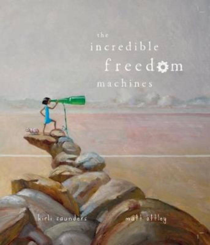 Enchanting hardback picture book for kids, featuring vibrant illustrations and adventures of a girl discovering freedom machines.