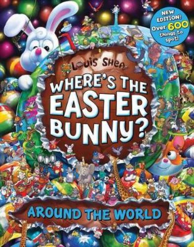 Colorful children's book cover featuring the Easter Bunny and Foxy on a global adventure with iconic landmarks.