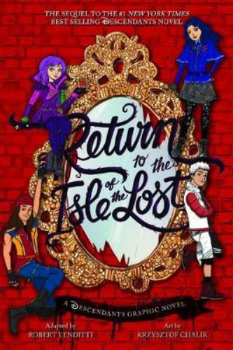 Graphic novel cover of 'Return to the Isle of the Lost,' featuring vibrant illustrations of Mal and friends on their thrilling adventure.