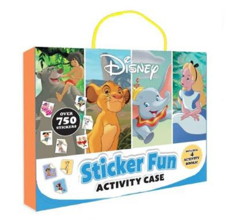 Disney Sticker Fun Activity Case featuring 4 sticker books and extra sheets for imaginative play and creativity on the go.