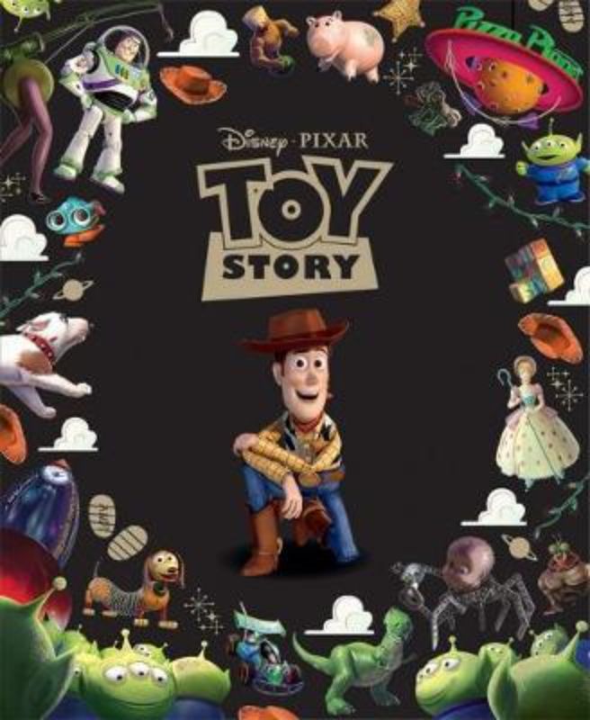 Hardcover picture book of Toy Story featuring Woody and Buzz Lightyear's adventures, promoting friendship and teamwork.