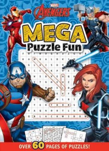 Engaging Avengers puzzle book with mazes and crosswords featuring iconic Marvel characters for kids' fun and learning.