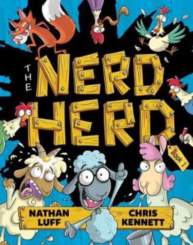 Cover of 'The Nerd Herd #1' featuring Barny the Lamb and friends united against bullies, showcasing adventure and friendship.