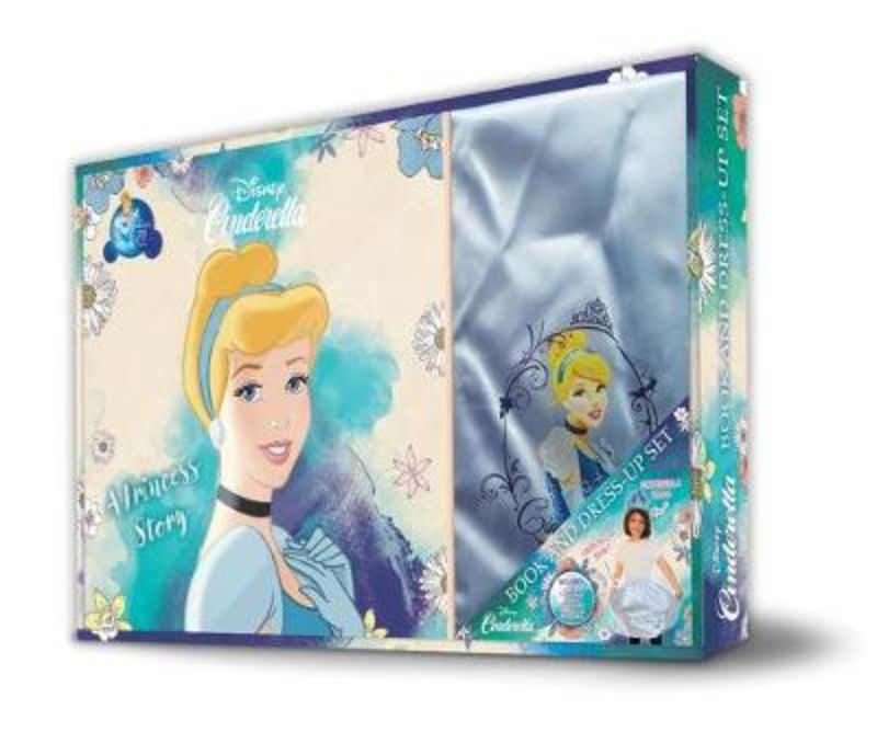 Disney Cinderella book and dress-up set featuring a beautifully illustrated storybook and a stunning costume for imaginative play.