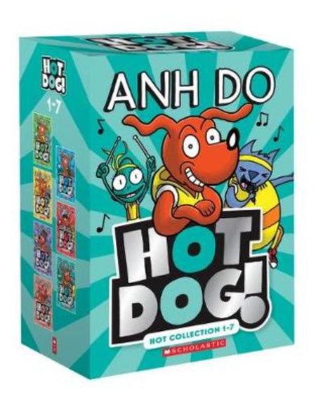 Boxed set of 7 fun stories featuring Hot Dog and friends on whimsical adventures for early readers.