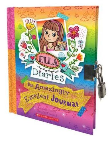 A hardback journal by Scholastic Australia with 96 pages for creativity, featuring tips from Ella on writing and drawing.