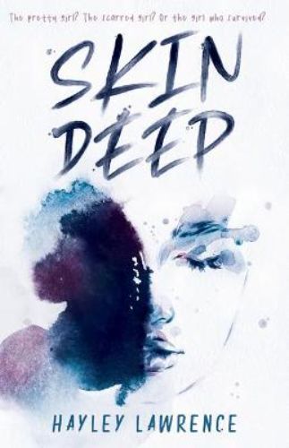 Cover of 'Skin Deep,' featuring a scarred woman reflecting on beauty and self-discovery amidst a mountain backdrop.