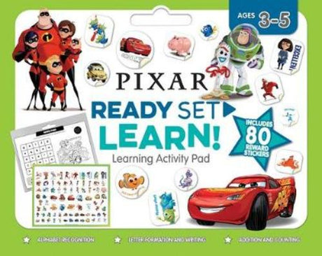 Engaging Disney Pixar activity pad for preschoolers, featuring fun exercises with beloved characters for literacy and numeracy skills.