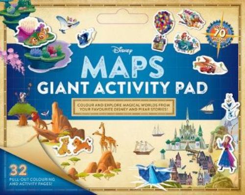 Disney Maps: Giant Activity Pad with vibrant oversized maps for coloring, activities, stickers, and a convenient carry handle.