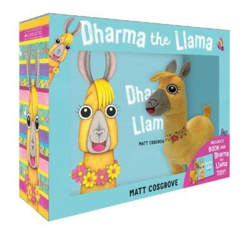 Mini boxed set featuring Dharma the Llama plush toy, perfect for inspiring imaginative play and love of reading.