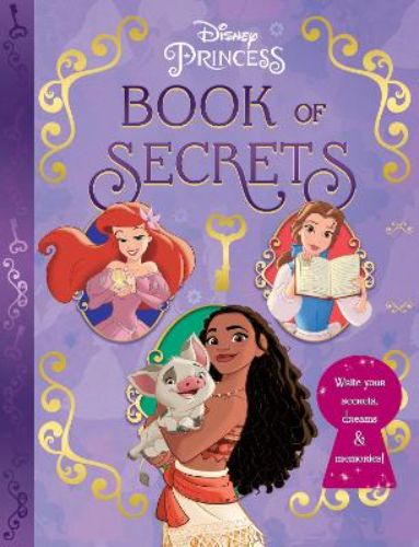 Disney Princess journal featuring a lock and key, with 48 illustrated pages for kids to write and explore their creativity.