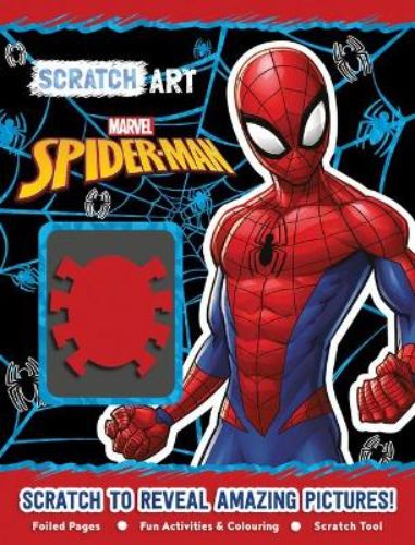 Spider-Man: Scratch Art kit featuring 24 pages for creative fun with characters like Ghost-Spider and Miles Morales.