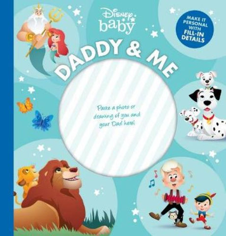 Interactive hardback keepsake book celebrating father-child bonds with Disney characters and spaces for memories.