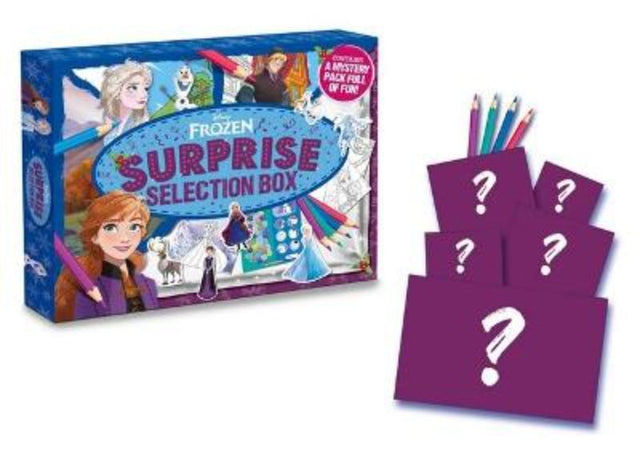 Frozen: Selection Box featuring Elsa, Anna, Olaf, Kristoff with coloring books, stickers, and fun activities for all ages.