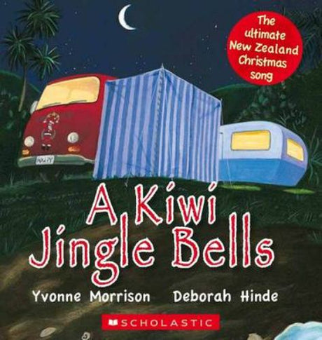 A Kiwi Jingle Bells board book featuring vibrant illustrations, perfect for toddlers celebrating Christmas in New Zealand.