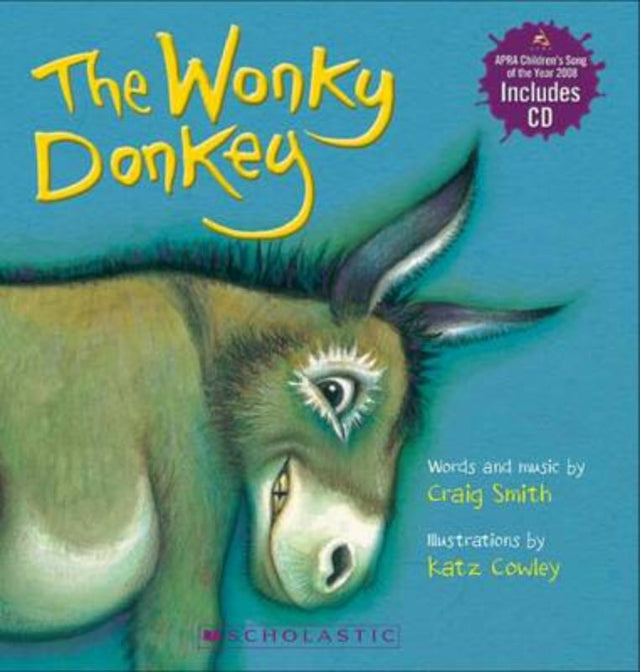 The Wonky Donkey board book with CD features vibrant illustrations and playful rhymes for interactive storytelling fun.