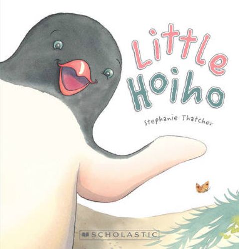 'Little Hoiho' book cover featuring a charming illustration of a young Hoiho and vibrant New Zealand wildlife, inviting young readers.