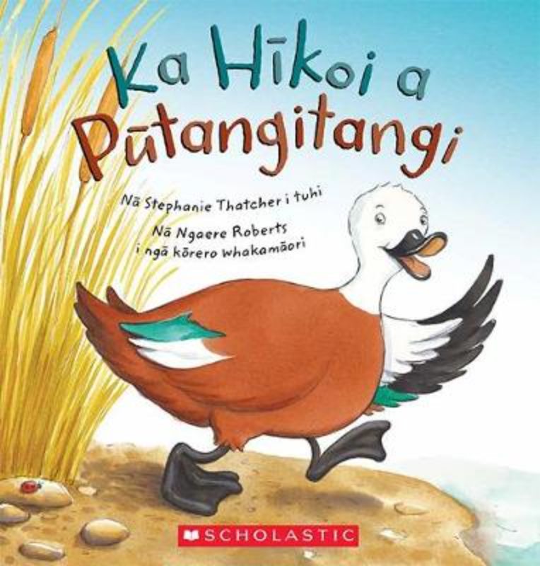 Colorful cover of 'Ka Hikoi a Putangitangi', featuring a cute duck on an adventurous quest for friendship.