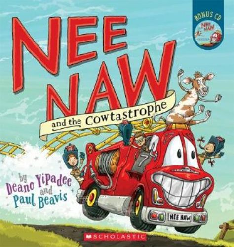 Nee Naw the fire engine helps rescue Ploppy the cow, beautifully illustrated in this engaging children's book.