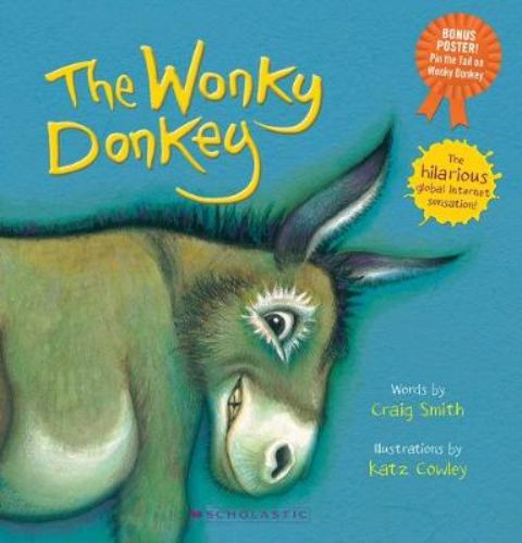 Interactive game and storybook featuring the whimsical Wonky Donkey, includes stickers and bonus poster for family fun.