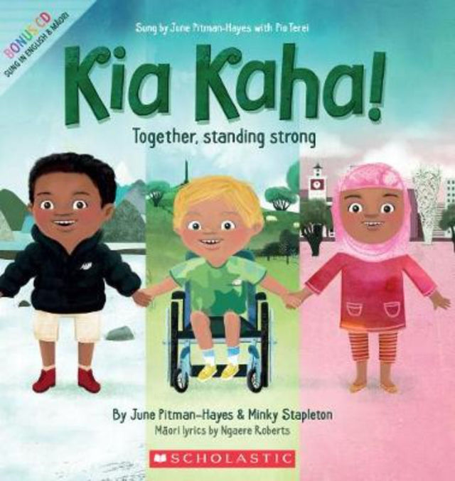 Vibrant children's book 'Kia Kaha' with CD, promoting unity, resilience, and cultural heritage for Kiwi kids.