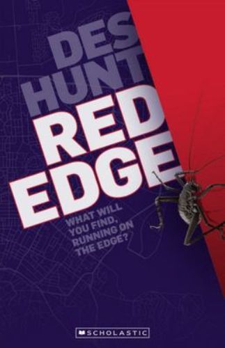 Cover of 'Red Edge', featuring a young girl runner with a mysterious house in the background, capturing adventure and curiosity.