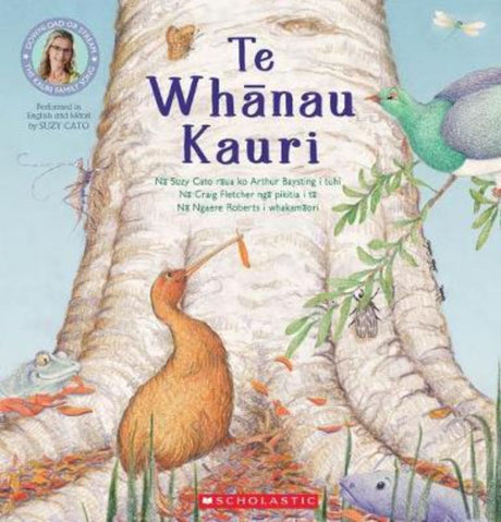 Children's picture book 'Te Whanau Kauri' showcasing the Kauri forest's wildlife and charm, perfect for ages 3 to 7.