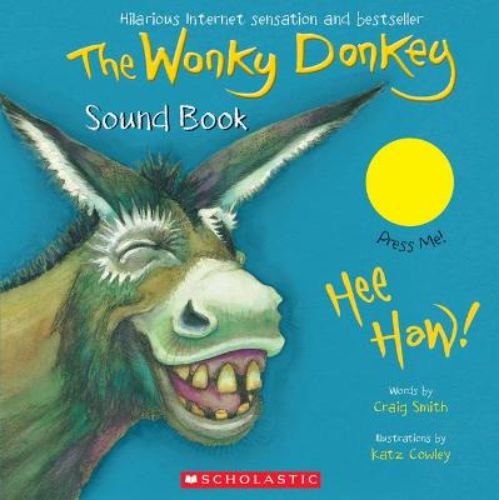 Interactive board book with sound buttons featuring the hilarious Wonky Donkey and colorful illustrations for toddlers.