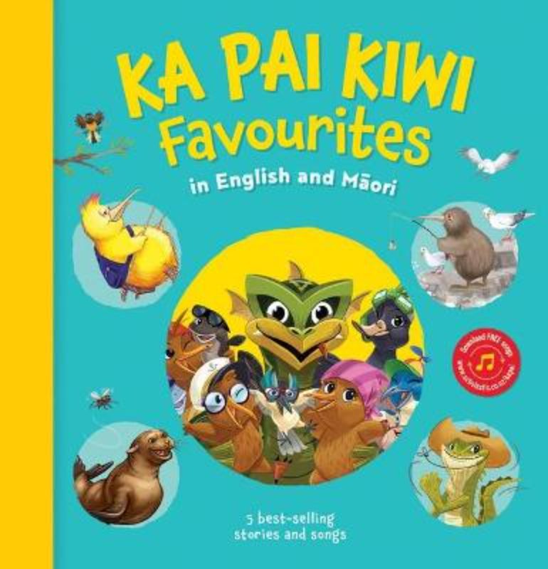 Hardback picture book featuring Kiwi children's songs in English and Maori with vibrant illustrations and 172 pages.