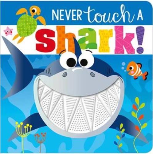 Engaging touch-and-feel board book about sharks, with textured pages and fun rhymes for young readers.