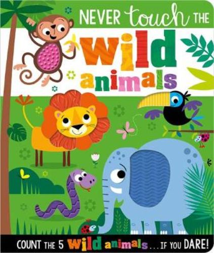 A colorful board book featuring playful animals and silicone touches for toddlers to explore, promoting sensory learning and counting fun.