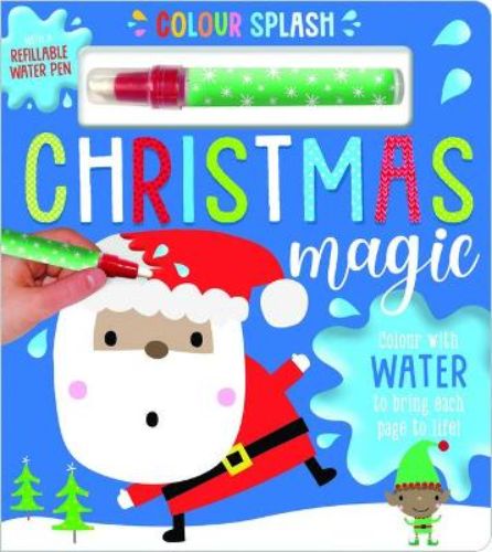 Interactive board book 'Colour Splash Christmas Magic' featuring Santa and friends, complete with a refillable magic water pen.