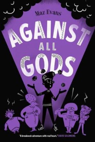 Cover of 'Against All Gods' featuring a young boy amidst chaotic, mythical imagery, symbolizing adventure and bravery.