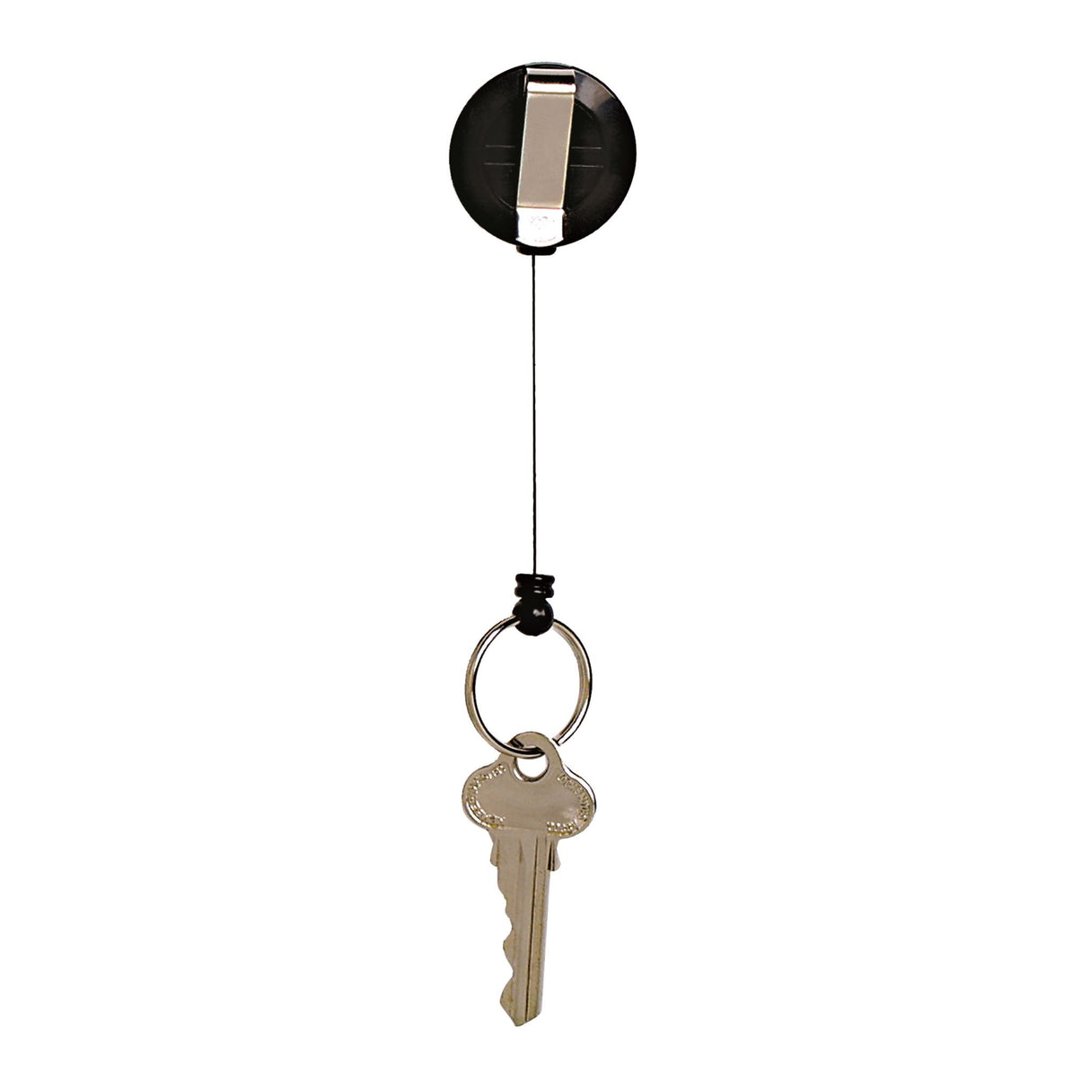 Compact Rexel ID retractable key holder with nylon cord, extends 83cm, ideal for secure and accessible key management.