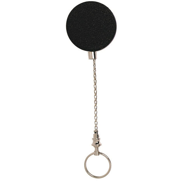 Rexel ID Retractable Metal Key Holder with steel cable, featuring a 70cm nylon cord for easy access and secure key storage.