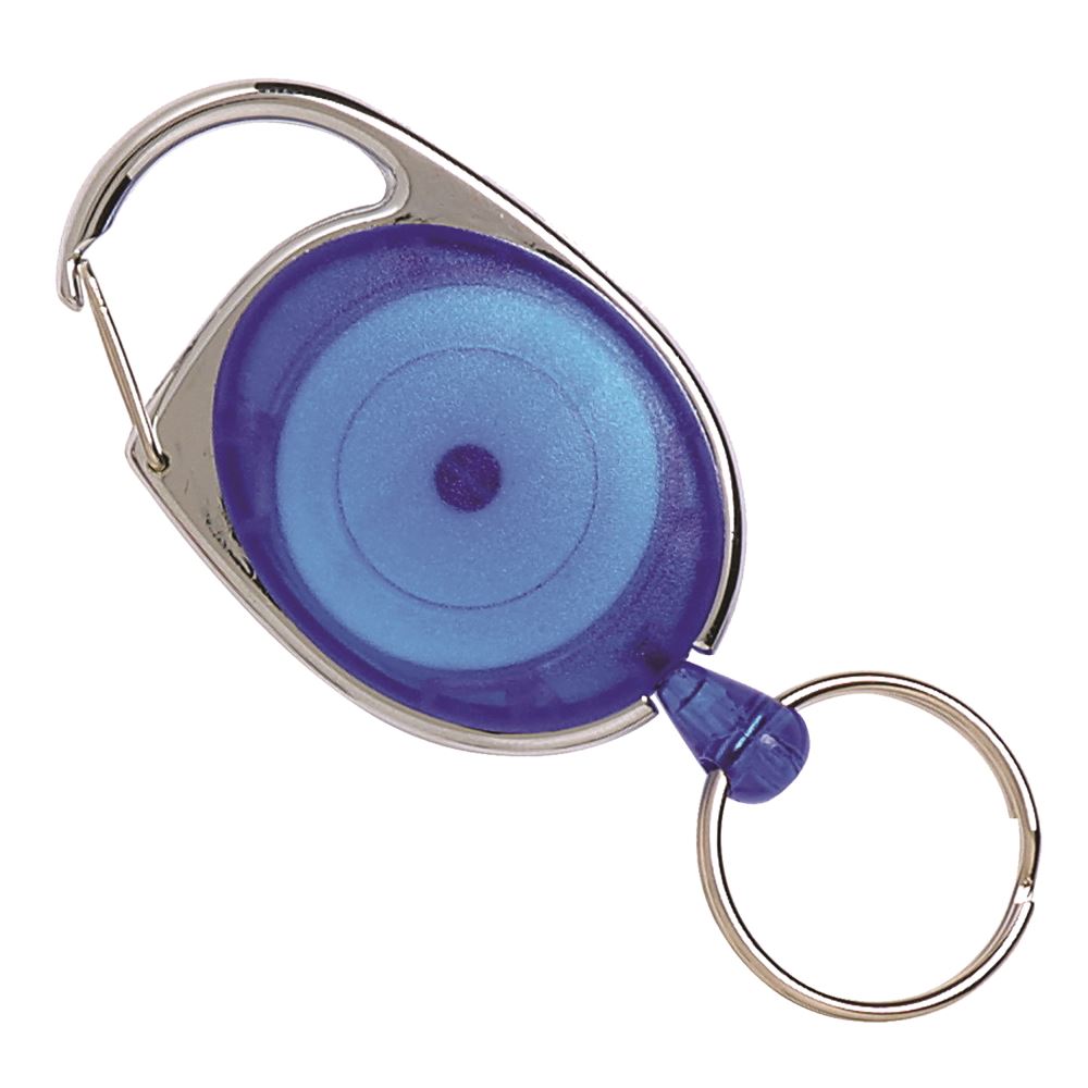 Rexel Id Retractable Key Holder in blue, featuring 25mm ring and 60cm cord, perfect for keys and IDs.