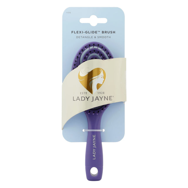 Purse-sized Lady Jayne Flexi-Glide Brush with flexible bristles for gentle detangling and comfort for all hair types.