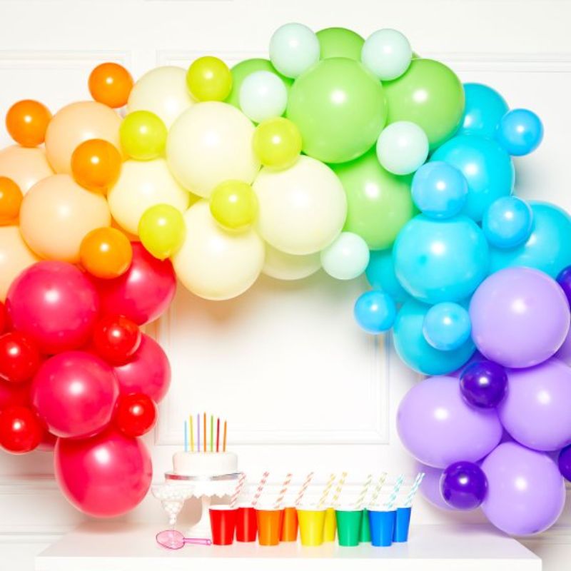 Rainbow Balloon Garland Kit with 78 vibrant latex balloons for festive decoration, perfect for any celebration or event.