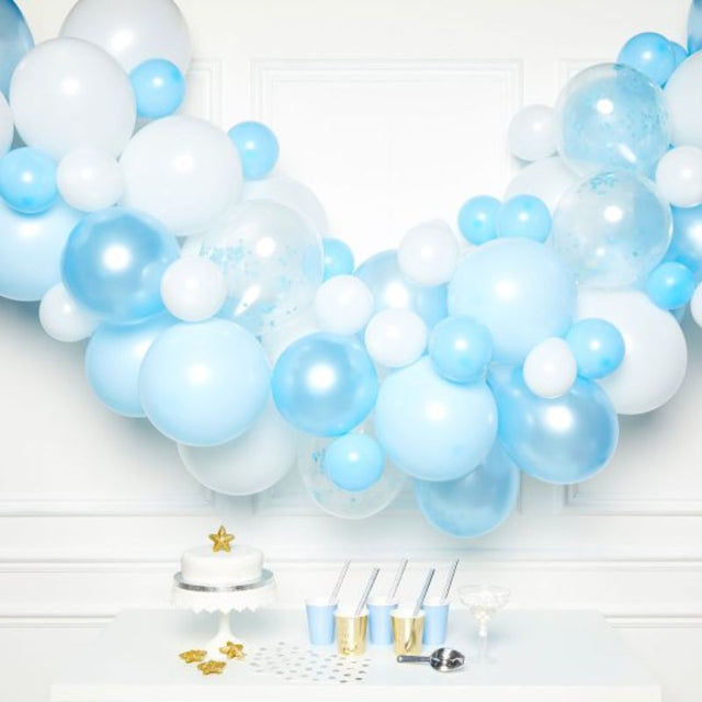 Blue Balloon Garland Kit featuring 70 assorted balloons for memorable celebrations and easy DIY decoration.