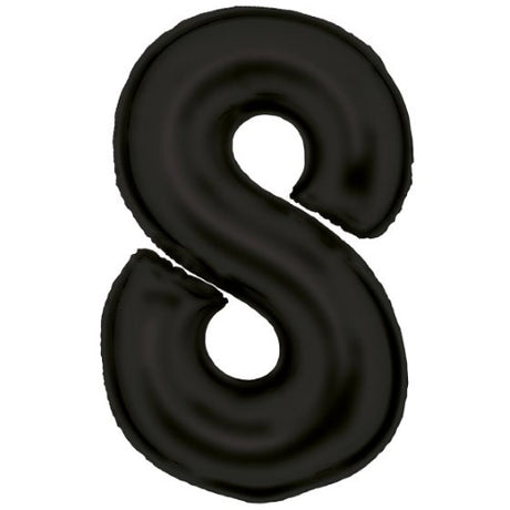 Large black foil number 8 balloon, 54cm w x 87cm h, perfect for celebrations and elegant decorations.