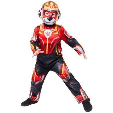 Glow in the dark Marshall costume for kids, featuring a vibrant jumpsuit and mask for imaginative play.