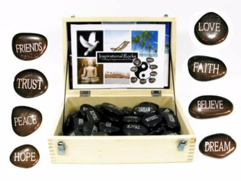 River stone with Wording in Box