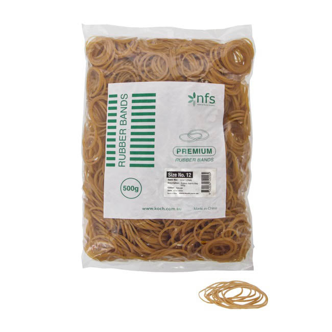 Rubber Bands Natural Bag 500g Size 12